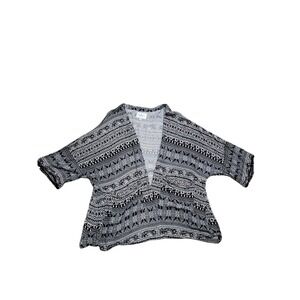 American‎ Eagle Kimono Topper Open Front Black White Patterned M/M